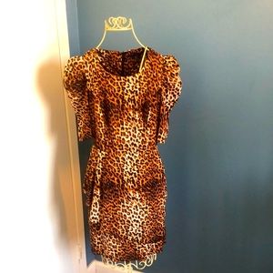 F21 puff sleeve, leopard print mini dress